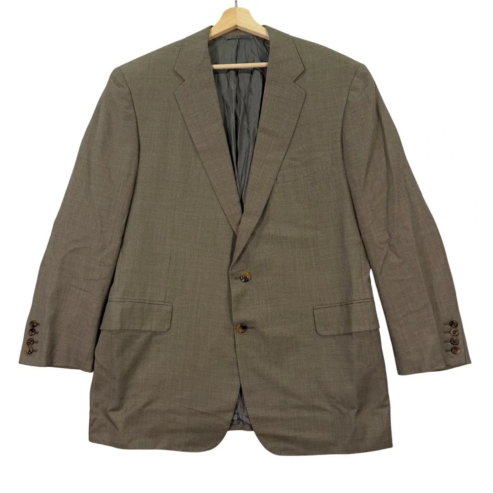 Tom James Bespoke Holland & Sherry Mens 44R Blazer Ventura Wool‎ Silk Sport Coat